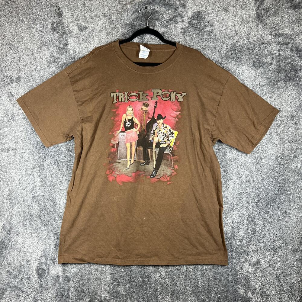 M&O KNITS Shirt Mens XL Brown Trick Pony Tour 2006 Concert Graphic Vintage